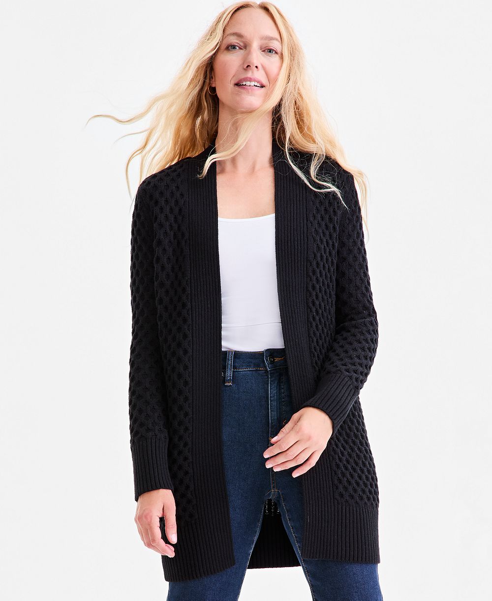 Кардиган Petite Herringbone-Knit Open-Front Style & Co