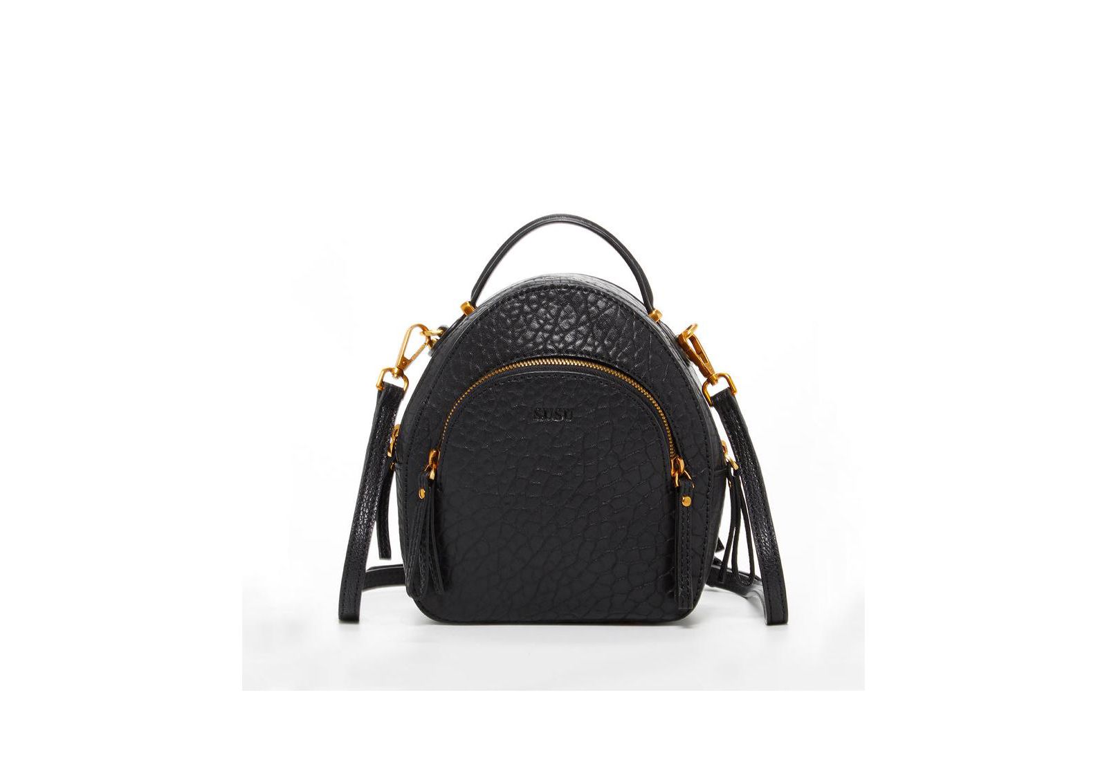 SUSU Small Black Leather Backpack Purse for Women Convertible Crossbody Bag  Women's Handbag