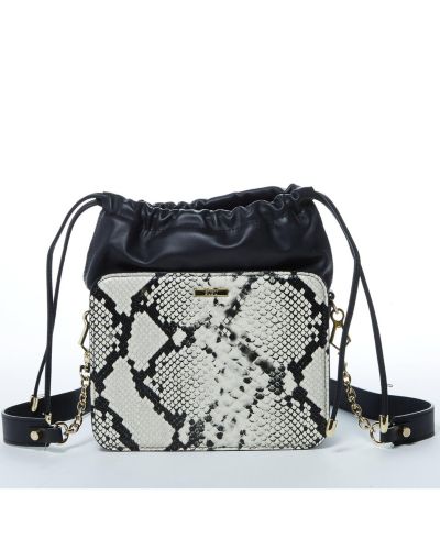 Сумка-ведро SUSU Black Leather с принтом змеиной кожи