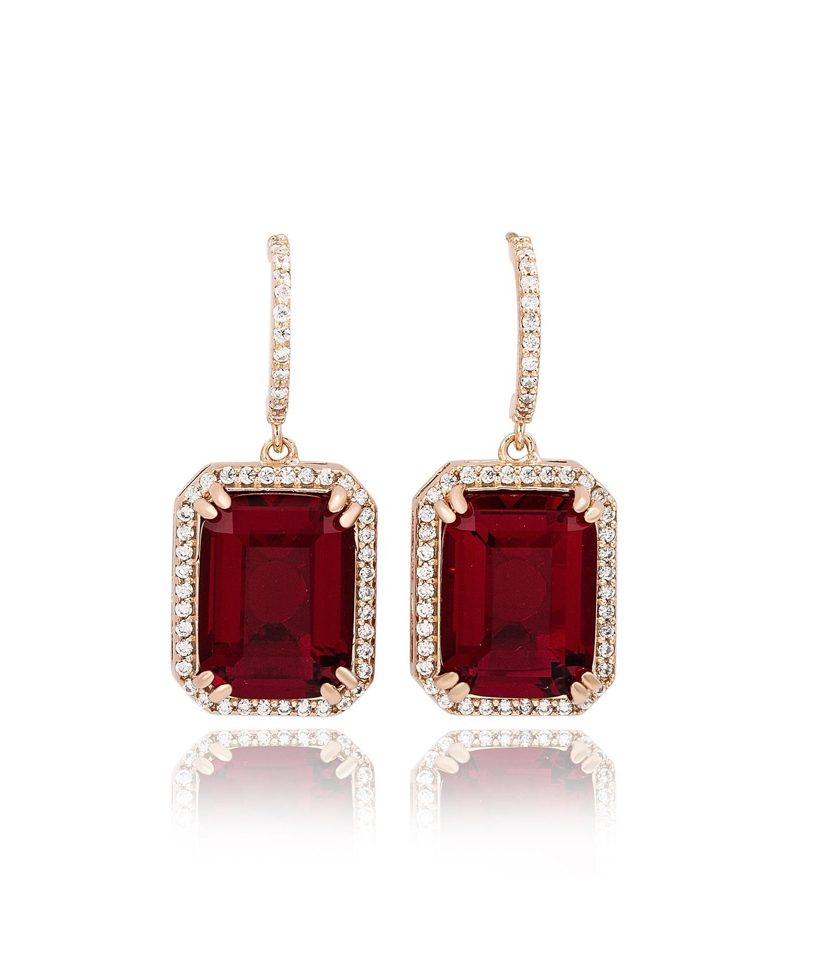 Серьги-подвески SUZY LEVIAN NEW YORK Sterling Silver Emerald-Cut Cubic Zirconia Halo Drop Dangle