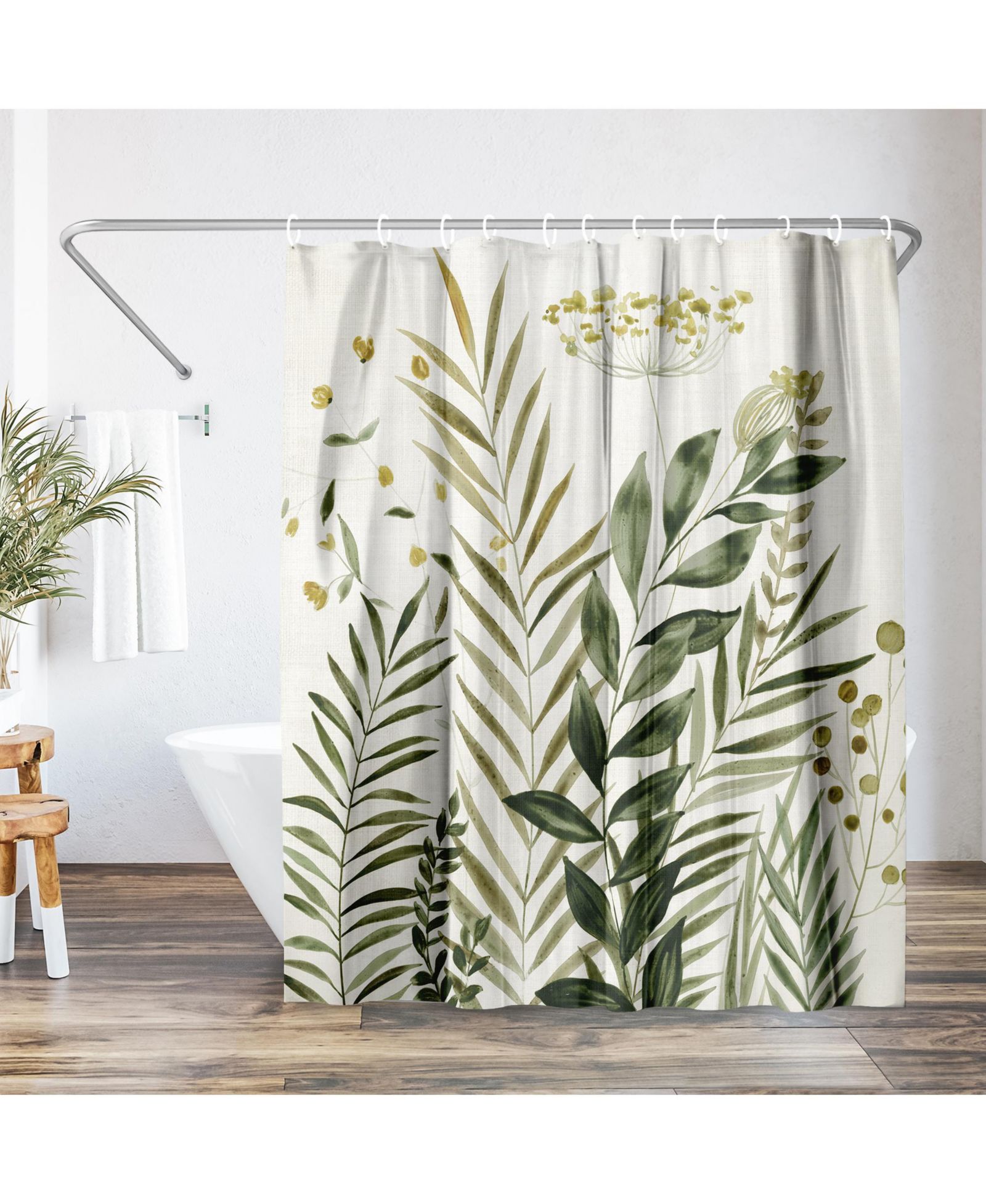 Americanflat штора для душа 71x74 Floral Eucaliptus — 100% полиэстер, водонепроницаемая