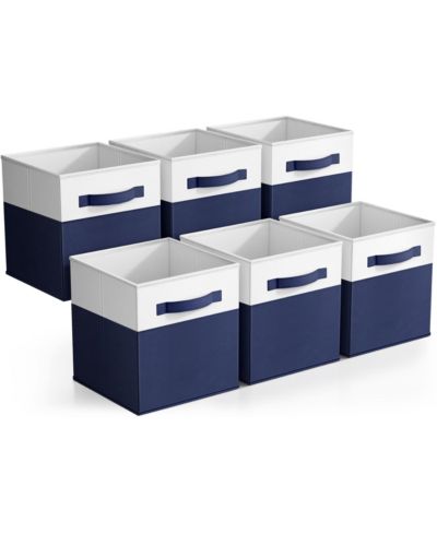 Sorbus 6 Pack 11" Two Tone Foldable Storage Cubes with Handles - Perfect for clothes, toys, books, linens, and more