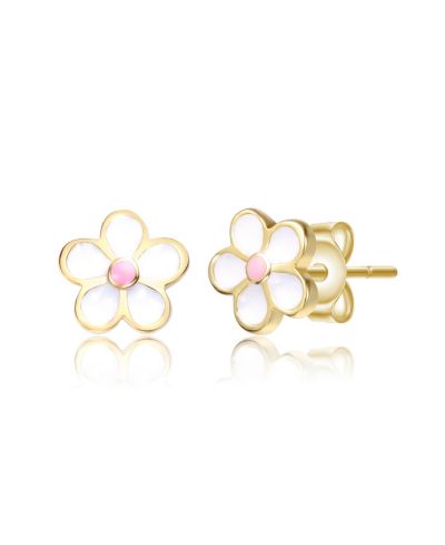 Серьги GiGiGirl Sterling Silver 14K Gold Plated Enamel Inlay Flower