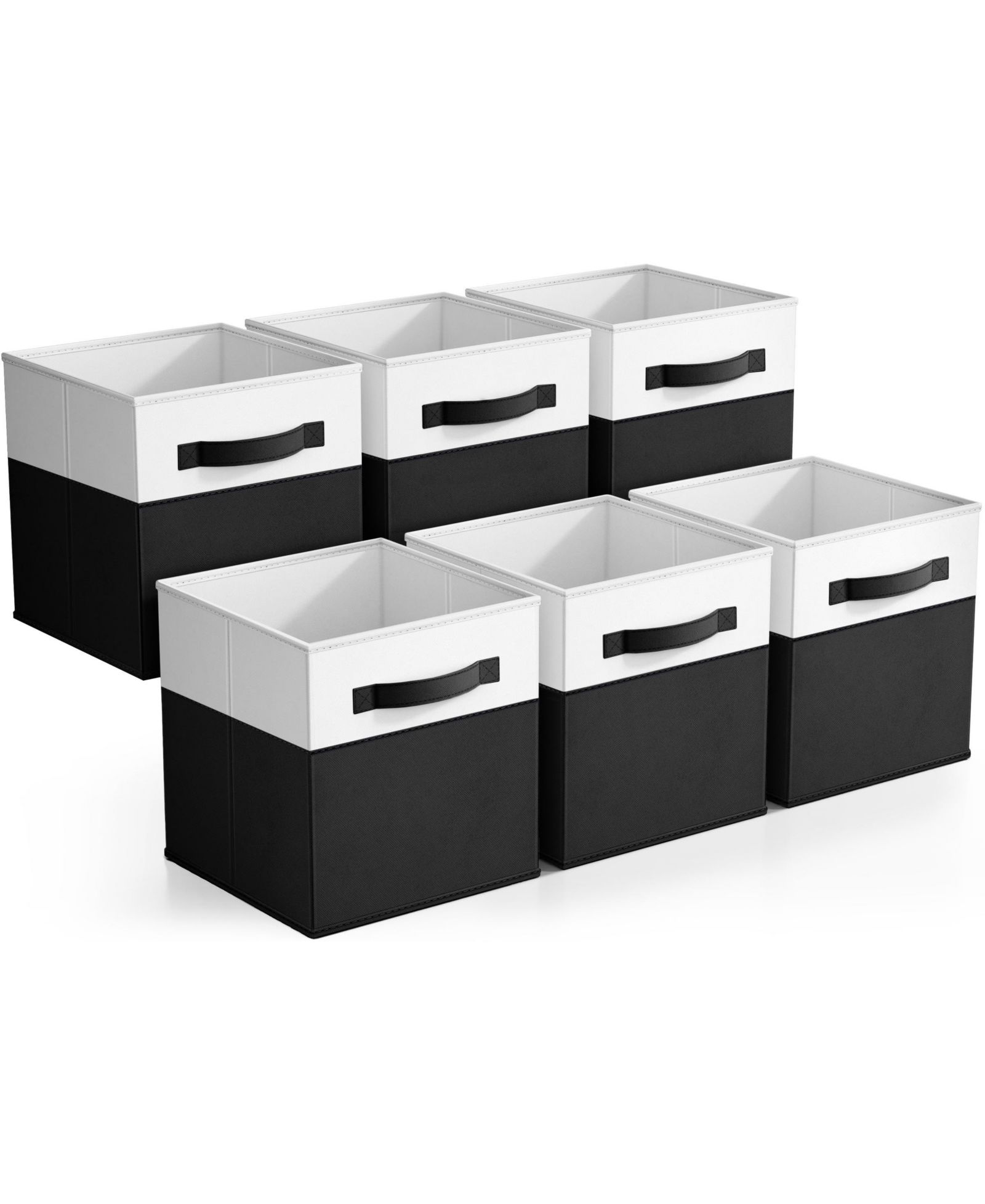 Sorbus 6 Pack 11" Two Tone Foldable Storage Cubes with Handles - Perfect for clothes, toys, books, linens, and more