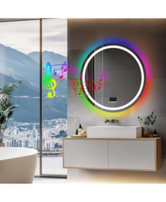 LUVODI 24" x 32" LED Bathroom Mirror with Bluetooth Speaker Front & Backlit  Anti-Fog 3 Color Dimmable