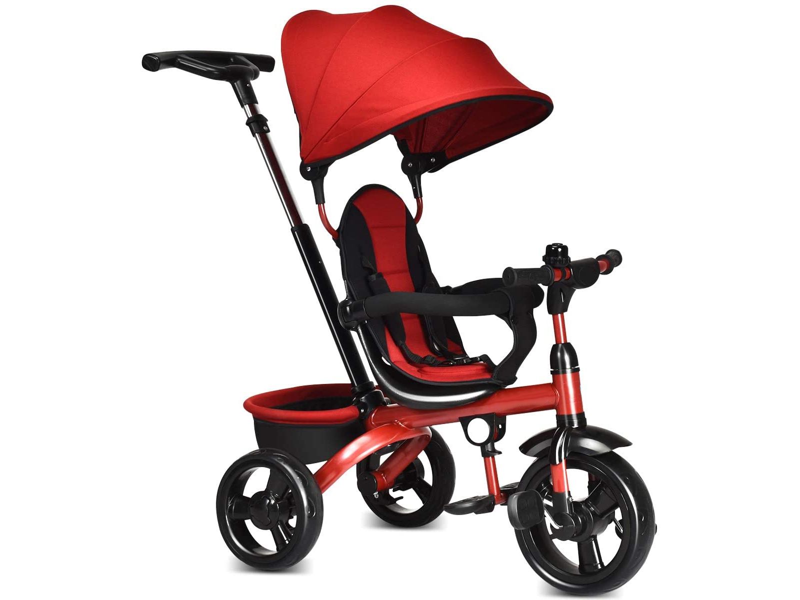 4-in-1 Kids Tricycle with Adjustable Push Handle
