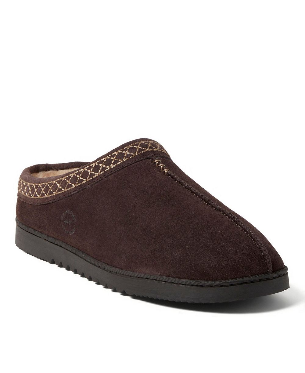 Dearfoams Men's Dean Genuine Suede Clog Slipper with Embroidery