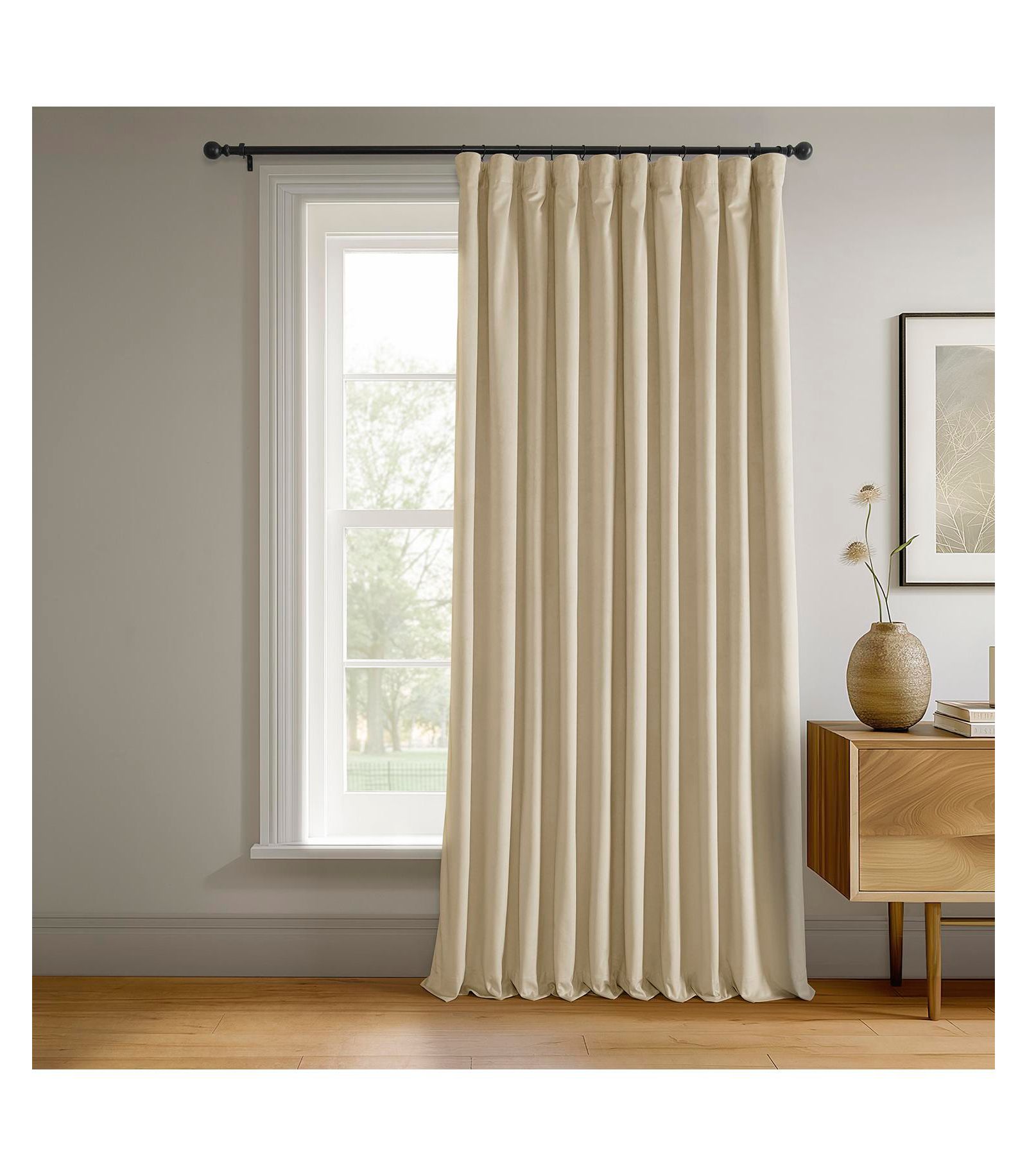 Half Price Drapes Штора бархатная блэкаут Extra Wide Neutral Ground