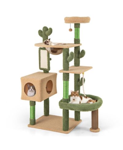 Gymax 59'' Cactus Cat Tree for Indoor Cats w/ Sisal Scratching Posts and Board Condo