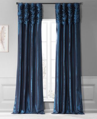 Half Price Drapes Ruched Solid Faux Silk Taffeta Room Darkening Curtain
