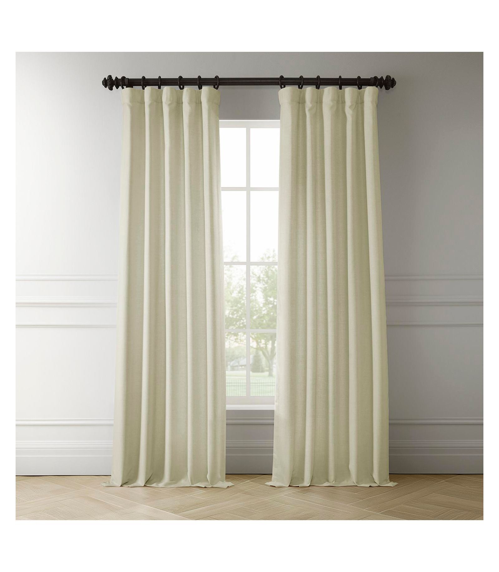 Шторы Half Price Drapes Gravity из итальянского искусственного льна цвета слоновой кости, затемняющие
