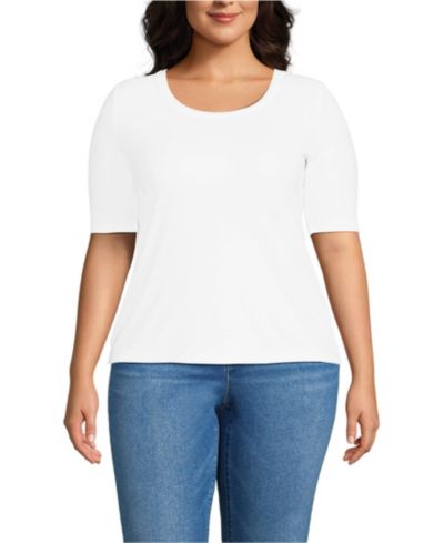 Lands' End Plus Size трикотажный топ с V-образным вырезом и рукавом 3/4