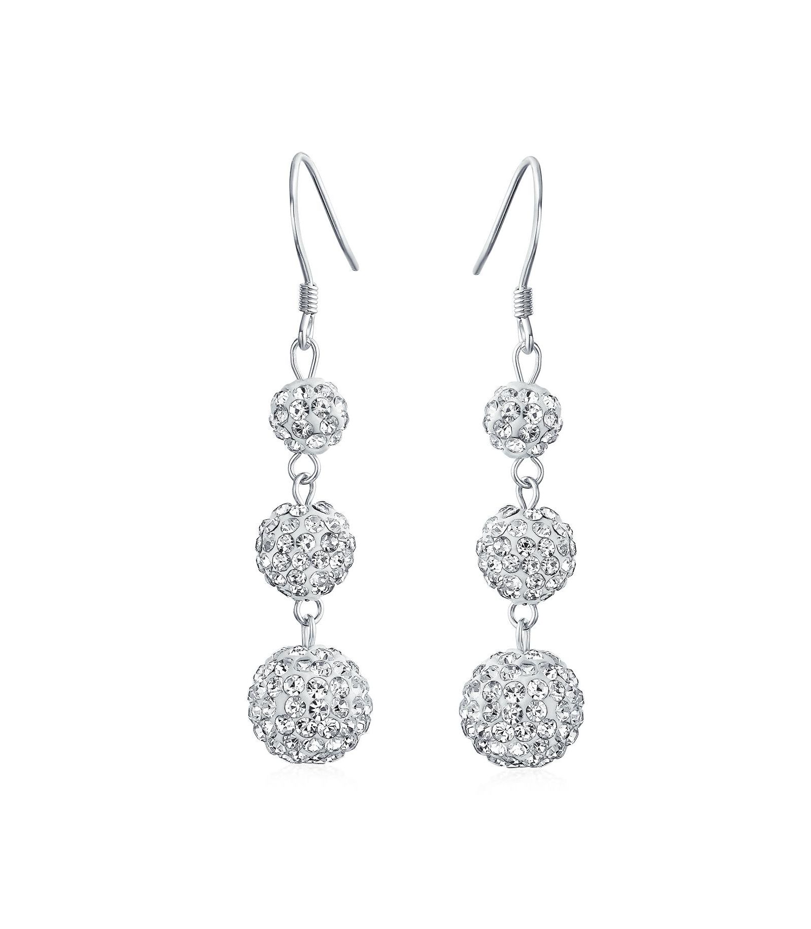 Серьги-подвески Bling Jewelry Multi Color Crystal Pave Disco Balls из стерлингового серебра