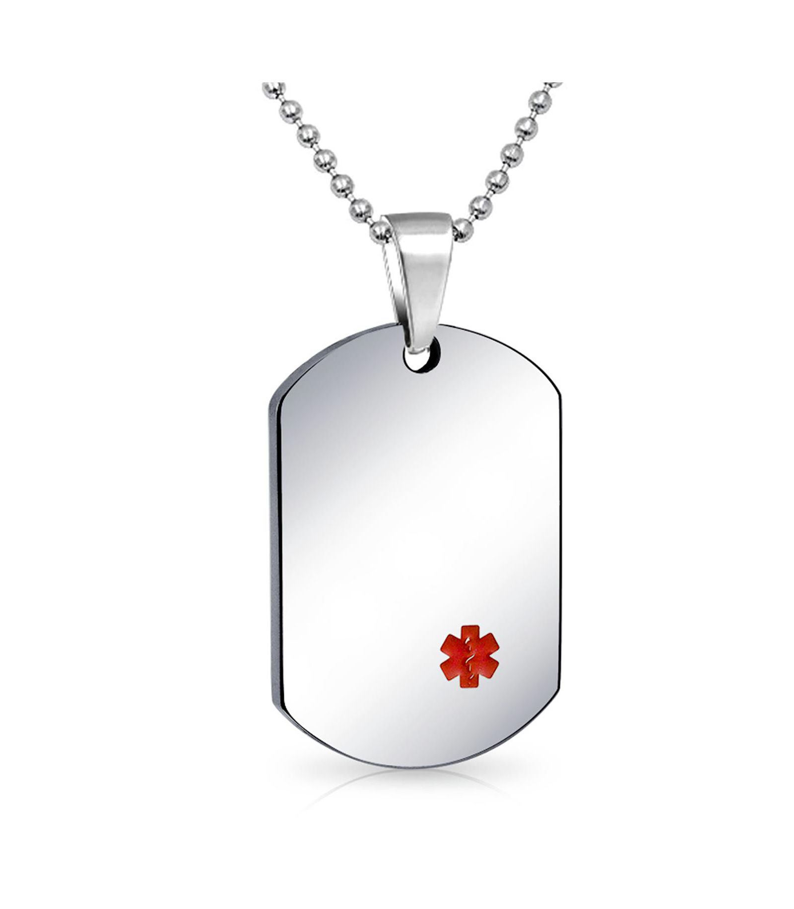 Bling Jewelry Silver Medical Alert ID Dog Tag Pendant Necklace