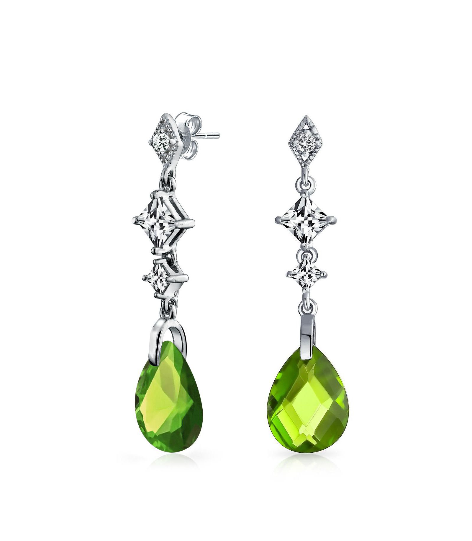 Серьги Bling Jewelry Sterling Silver Black Briolette Faceted CZ Teardrop Cocktail Statement Chandelier