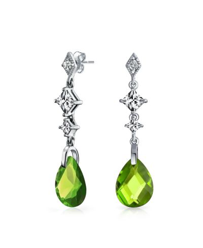 Серьги Bling Jewelry Sterling Silver Black Briolette Faceted CZ Teardrop Cocktail Statement Chandelier