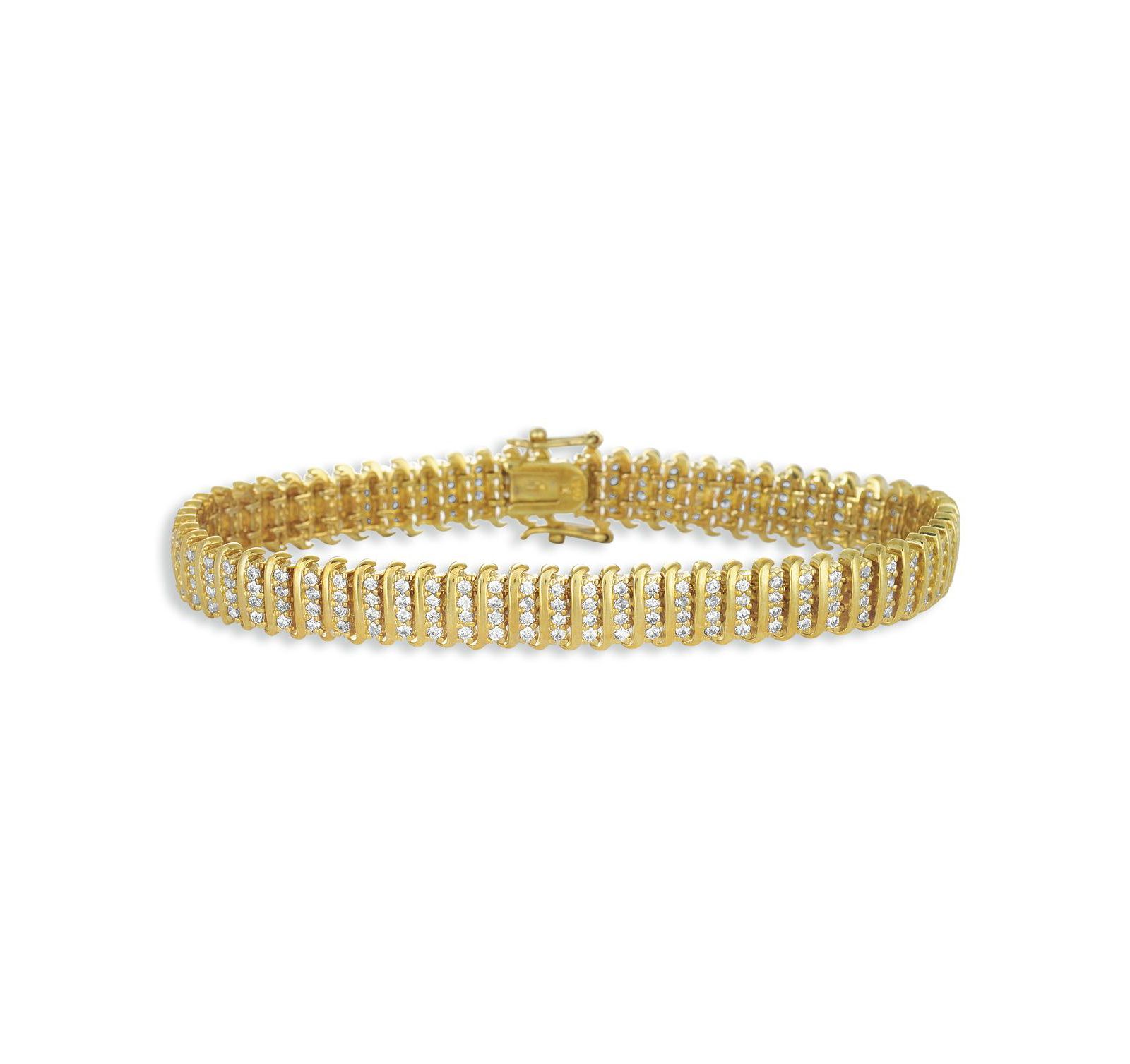 Браслет Genevive Sterling Plated with Clear Cubic Zirconia Wave Bar Link Tennis