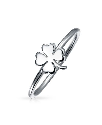 Bling Jewelry Delicate Tiny Celtic Shamrock Clover Ring for Good Luck 925 Sterling Silver