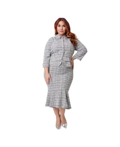 Юбка-трапеция Unique Vintage Plus Size Boucle Trumpet