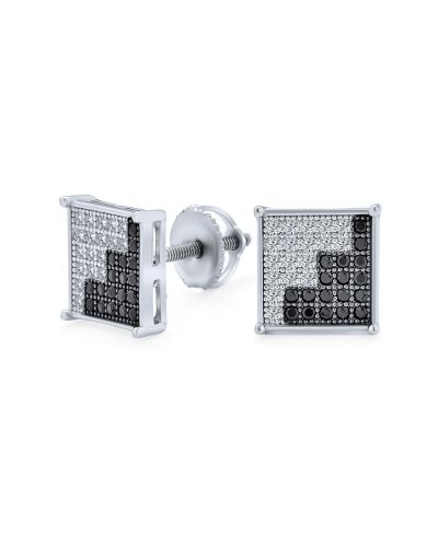 Серьги-гвоздики Bling Jewelry.925 Sterling Silver Micro Pave CZ White Square