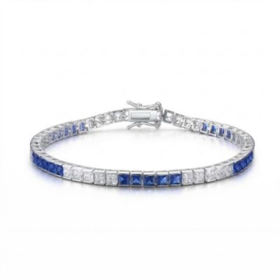 Genevive Minimalist Sterling Silver Radiant CZ 3MM Slim Tennis Bracelet