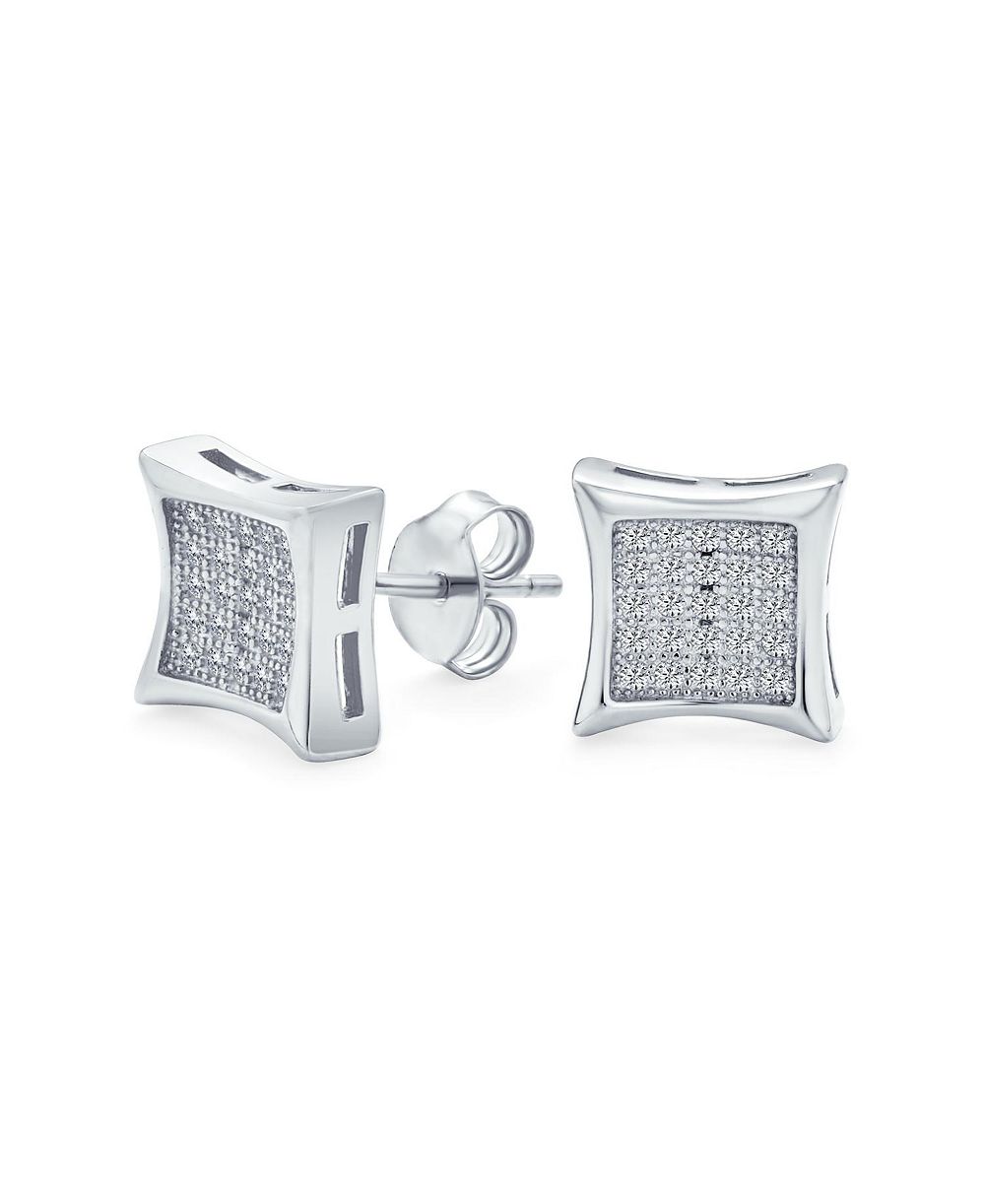 Серьги-гвоздики Bling Jewelry Square Shaped Cubic Zirconia Micro Pave CZ Kite из серебра 925 пробы