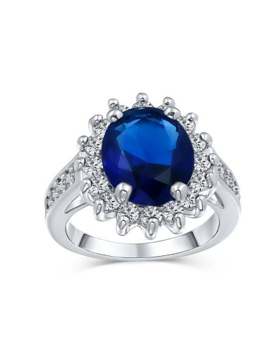 Bling Jewelry Clear Cubic Zirconia Crown Halo Promise Ring Silver Plated