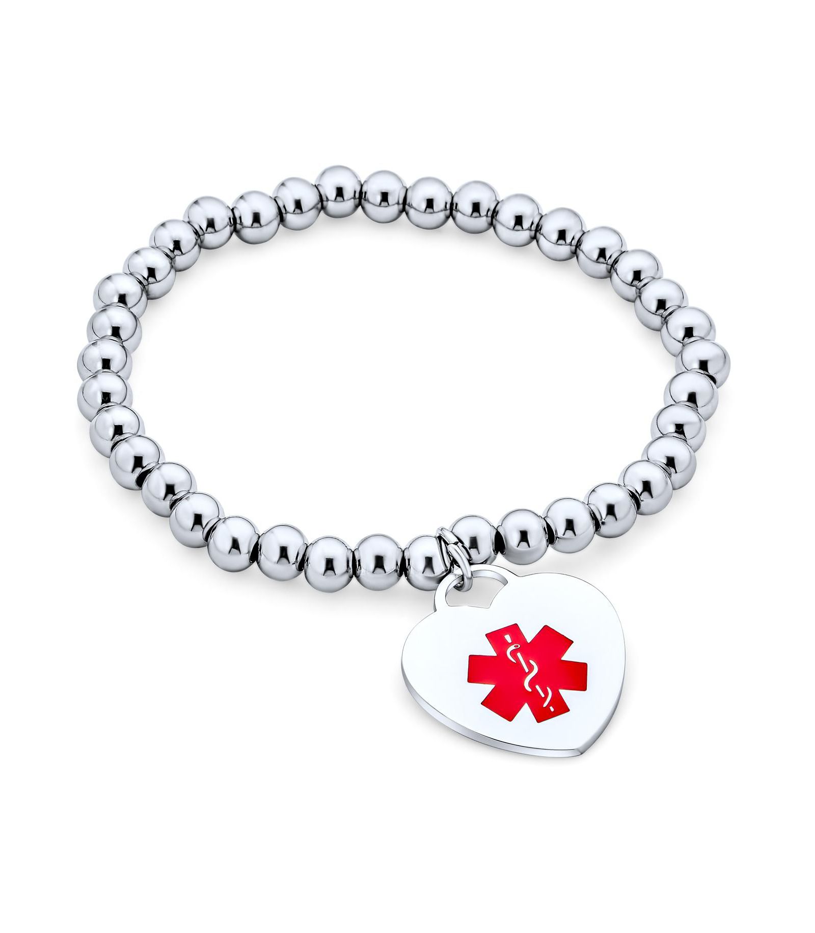Браслет-идентификатор Bling Jewelry в форме сердца из серебра