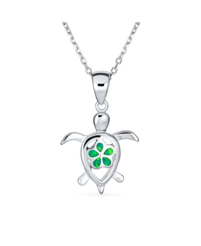 Bling Jewelry ожерелье с кулоном в виде морской черепахи и цветка плюмерии из серебра