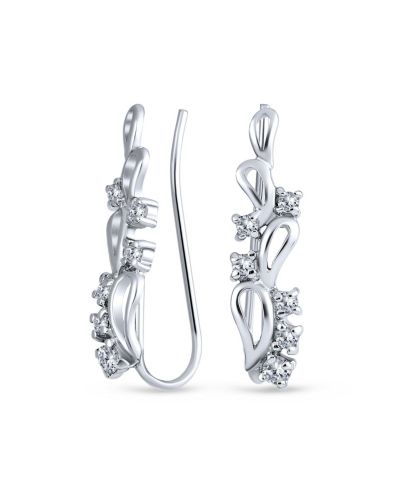 Серьга-кафф Bling Jewelry Trendy Leaf Swirl CZ Plated Sterling