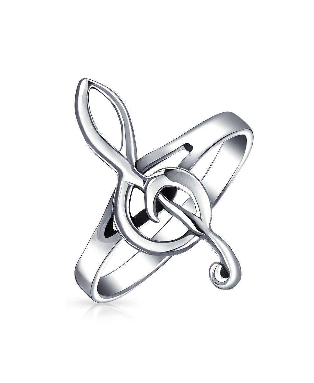 Bling Jewelry кольцо с гравировкой ноты treble clef из оксидированного стерлингового серебра.925