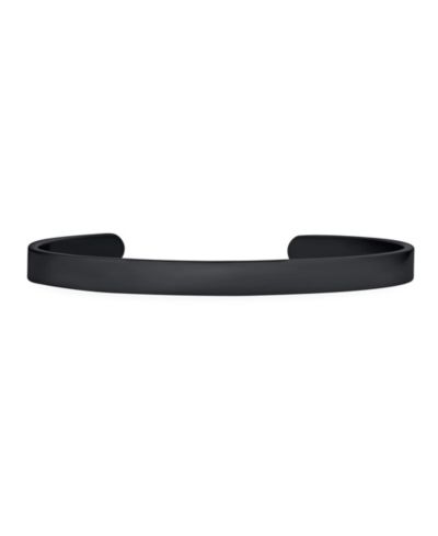 Bling Jewelry Stackable Flat Slender Cuff Bangle Bracelet Black Tone Stainless Steel
