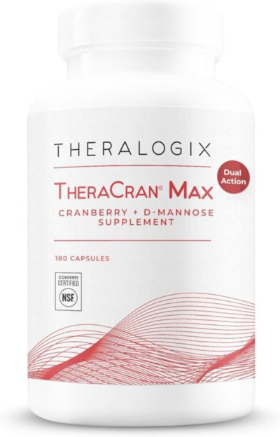 Theralogix TheraCran Max - Cranberry + D-Mannose Supplement for Men & Women Urinary Tract Health Support 90-Day Supply - NSF Certified - 180 Capsules