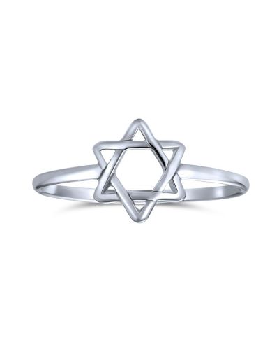 Bling Jewelry Minimalist Judaic Jewelry Star of David Ring Thin Band .925 Sterling Silver