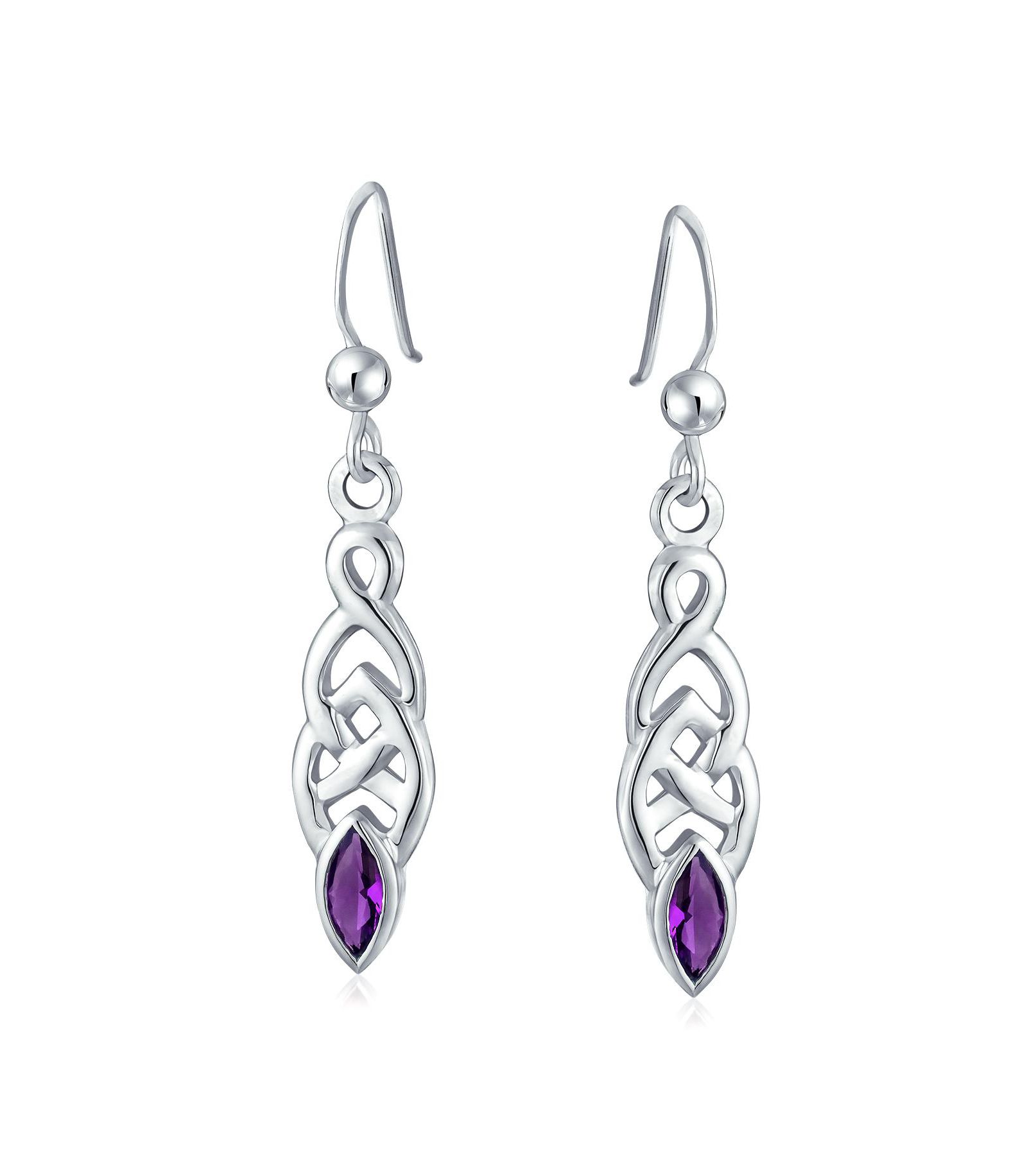 Bling Jewelry Серьги-подвески Celtic Love Knot с CZ в стерлинговом серебре