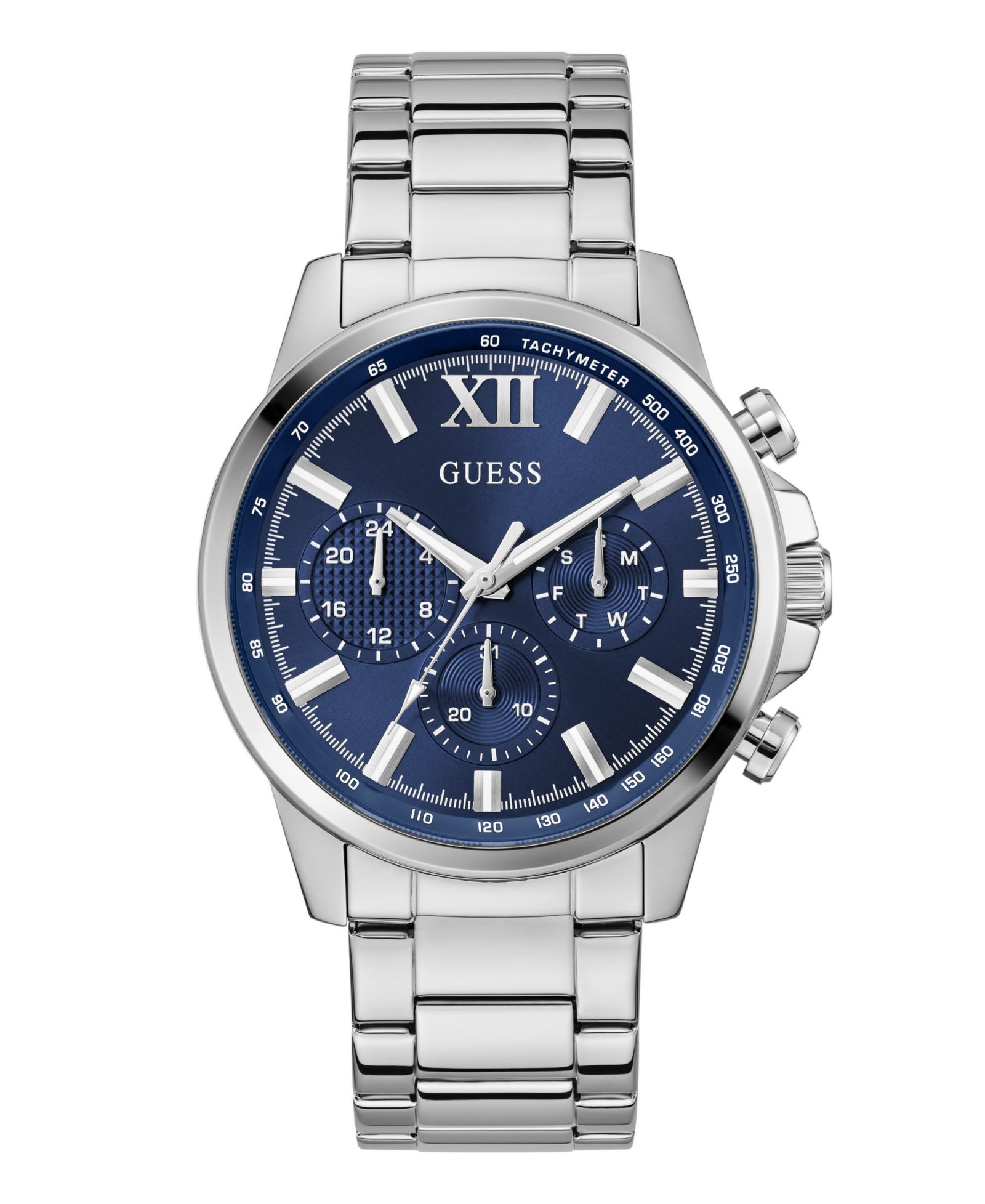 Мужские часы GUESS Multifunction Silver Tone Stainless Steel, 44mm