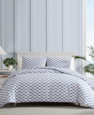 Комплект из 3 шт. покрывал с узором Woodblock Fish Percale от Nautica, Full/Queen