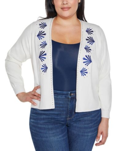 Кардиган Belldini Plus Size Black Label Embroidered Drop-Shoulder Open-Front