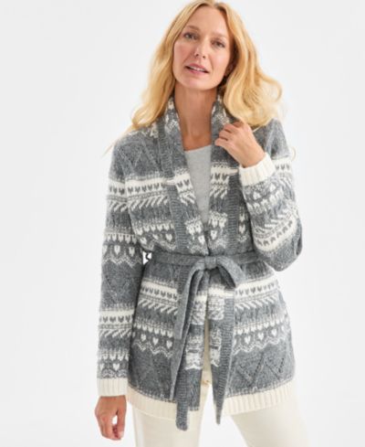 Style & Co Женский вязаный кардиган с поясом Fair Isle
