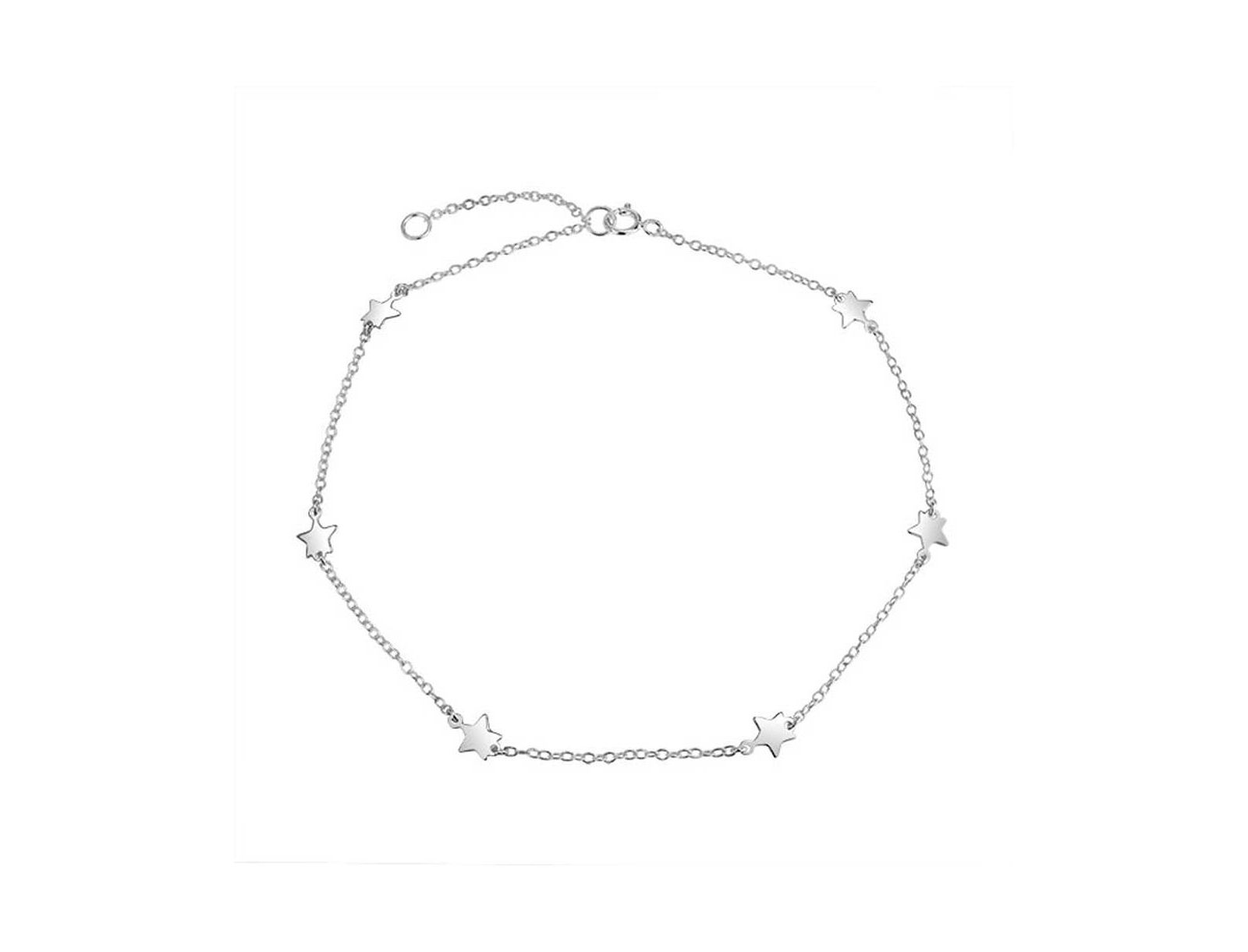 Bling Jewelry изякий браслет-анклет со звездами, серебро 925 Sterling Silver, регулируемый