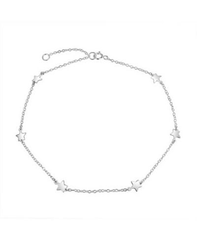 Bling Jewelry Dainty Celestial Star Anklet Station Strand Ankle Bracelet Sterling Silver