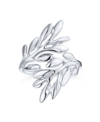 Bling Jewelry Nature-Inspired CZ Laurel Leaves Leaf Full Finger Ring .925 Sterling Silver