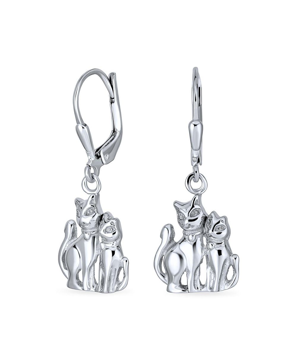 Серьги-подвески Bling Jewelry «Семья кошек» из стерлингового серебра с защелкой