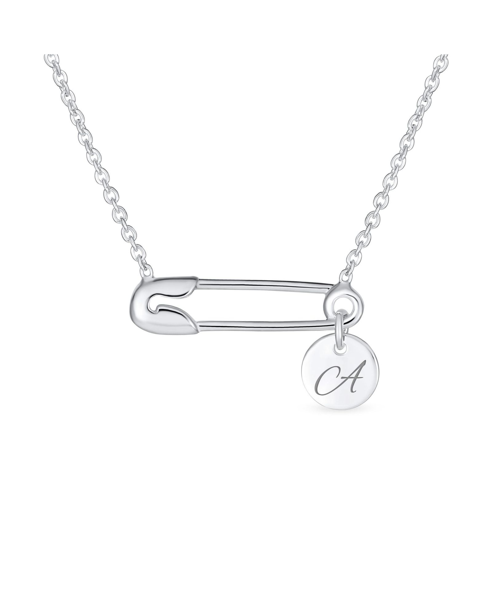Bling Jewelry Sideways Safety Pin E Pendant Necklace for Solidarity Sterling Silver