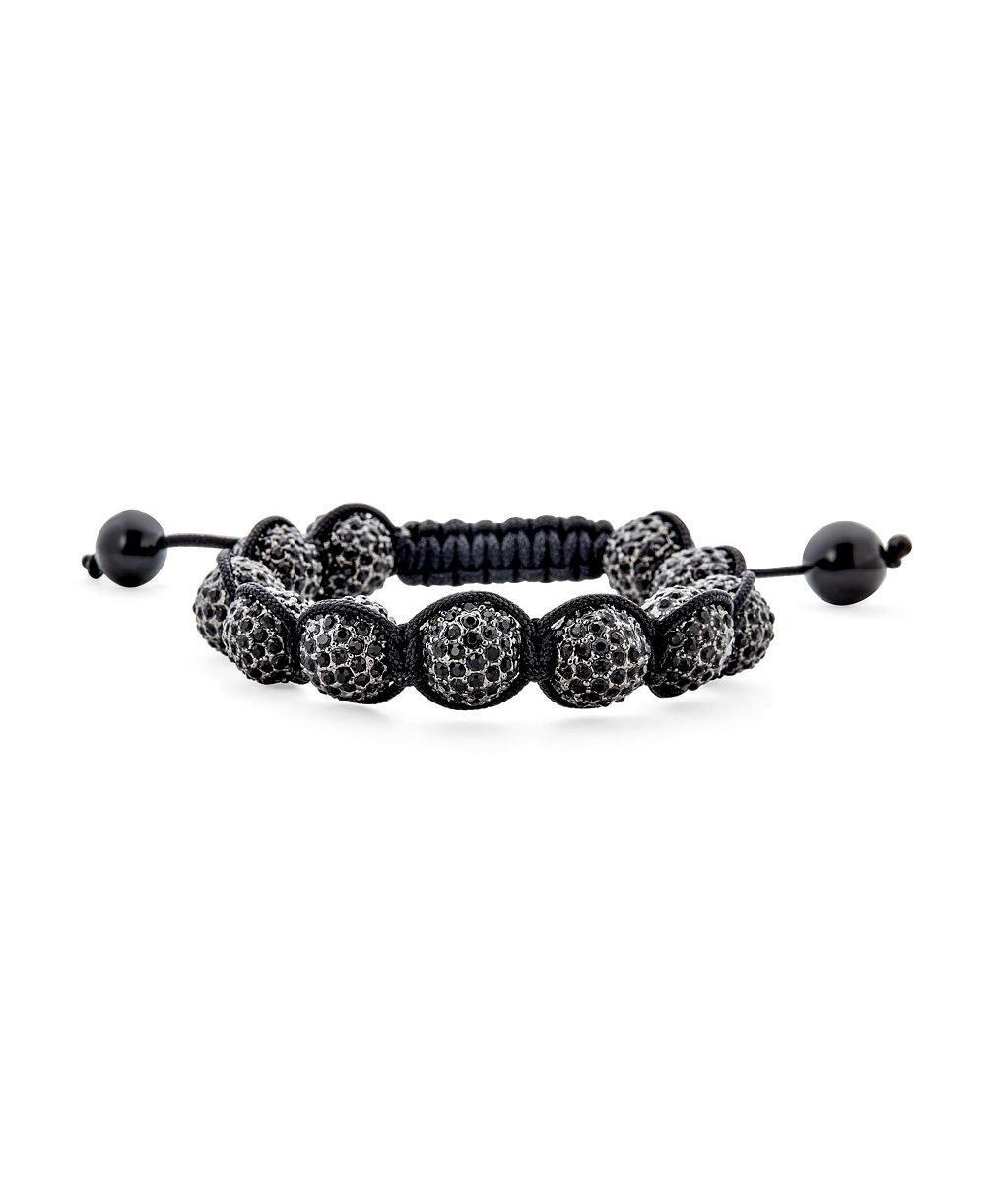 Браслет Bling Jewelry Black and White Pave Crystal Ball Shamballa Silver Plated