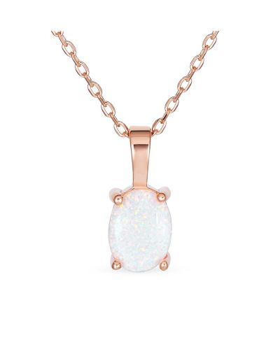 Bling Jewelry Created Oval Solitaire Orange Opal Pendant Necklace Gold Sterling Silver
