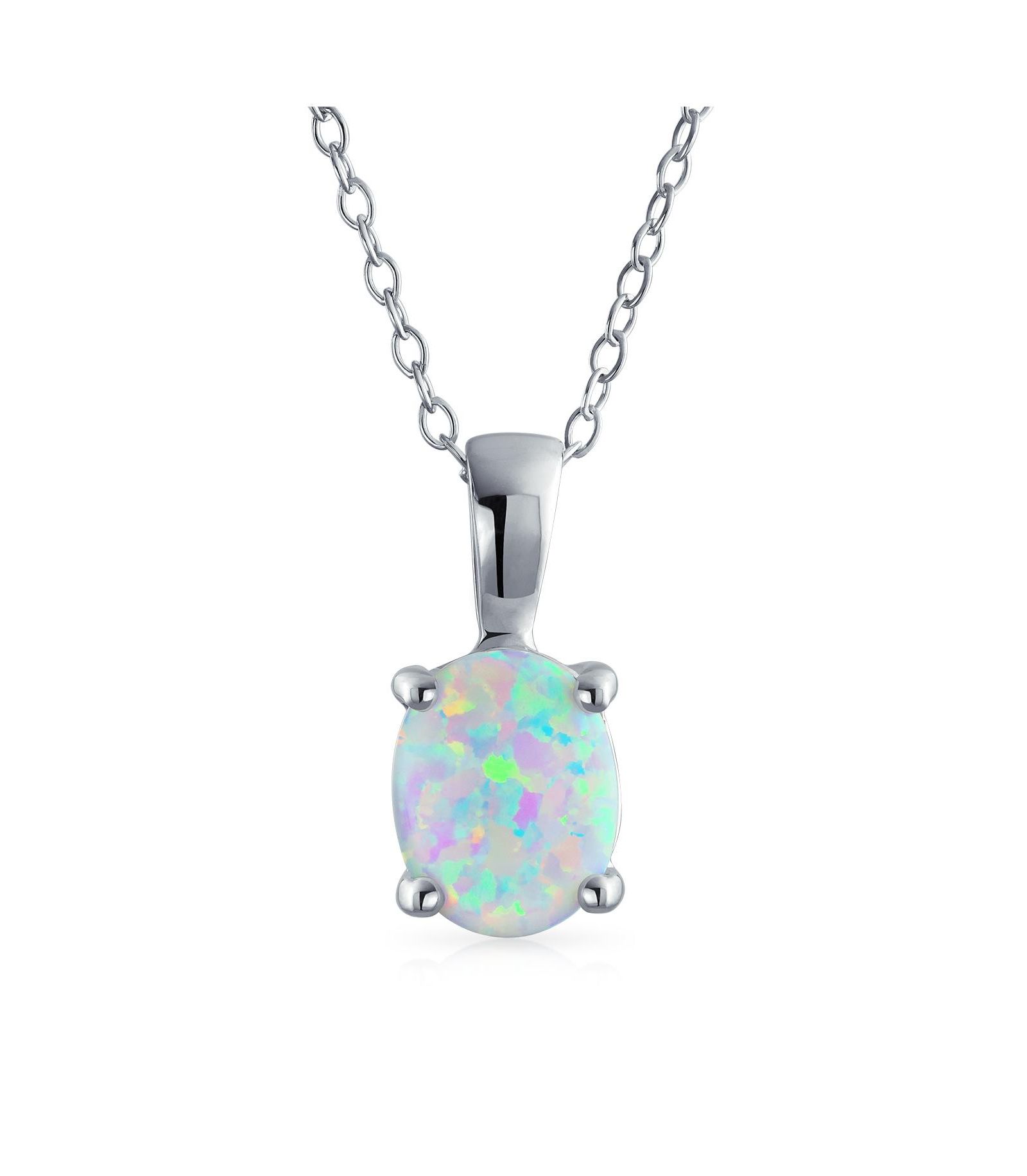 Bling Jewelry Created Oval Solitaire Orange Opal Pendant Necklace Gold Sterling Silver