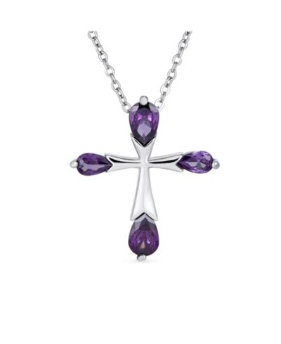 Bling Jewelry Clear CZ Teardrop Tips Cross Necklace Pendant .925 Sterling Silver