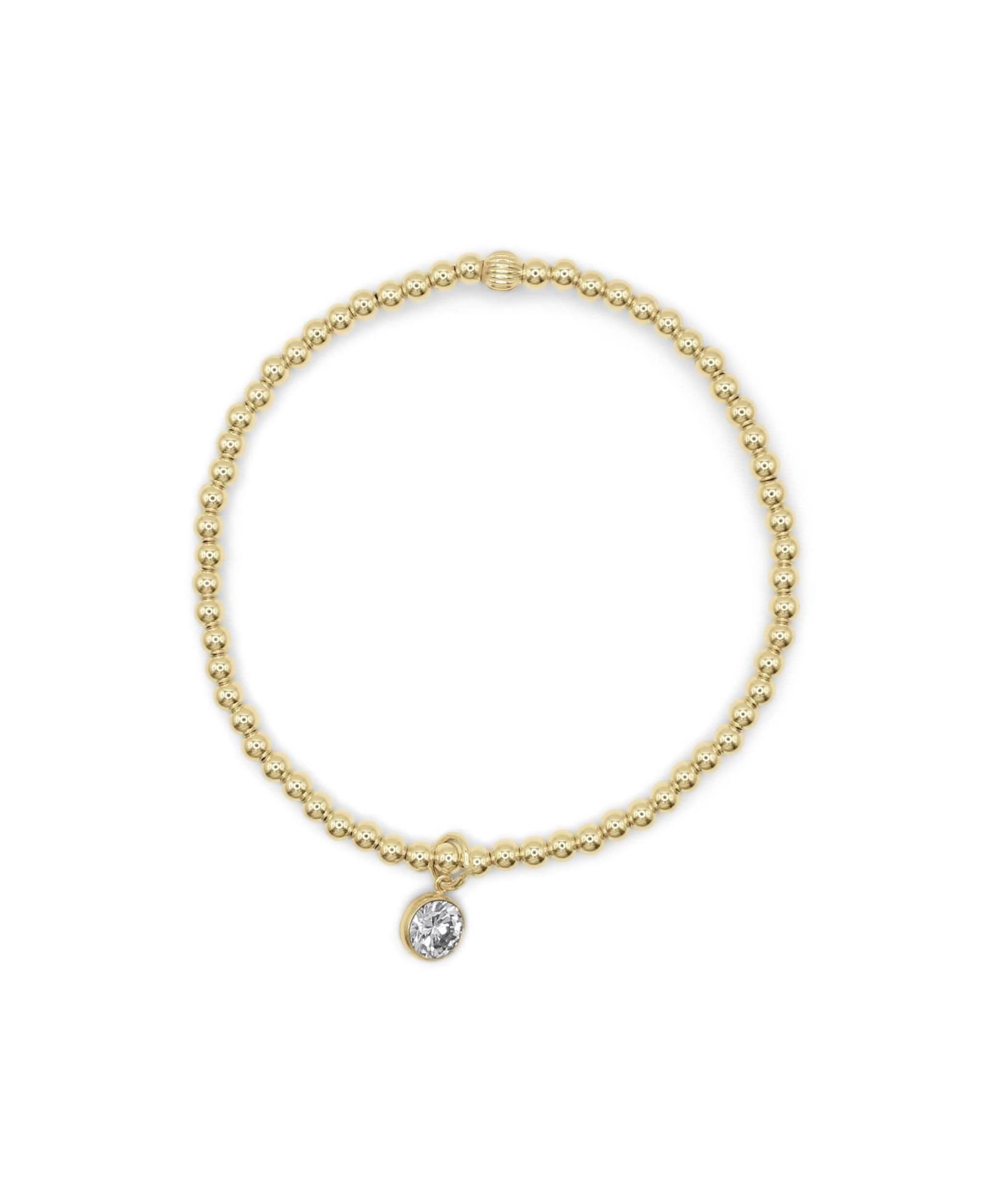 Filled Ball with Cubic Zirconia Charm