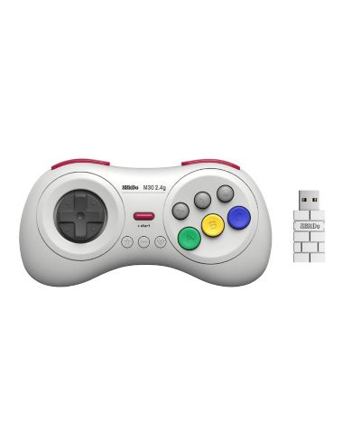 8Bitdo M30 2.4G беспроводной геймпад для Sega Genesis Mini, Mega Drive Mini и Nintendo Switch - White